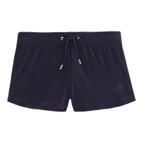 Short de bain en éponge femme uni Bleu marine vue de face