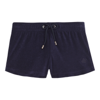 Women Terry Swim Shorts Solid Navy front view