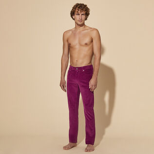 男士 1500 Lines 五口袋灯芯绒长裤 Crimson purple 正面穿戴视图
