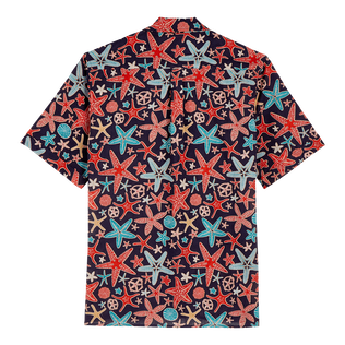 Holistarfish Bowling-Hemd aus Leinen für Herren Marineblau Rückansicht
