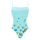 Damen Einteiler Bedruckt - Butterflies Bustier-Badeanzug für Damen, Lagune Vorderansicht