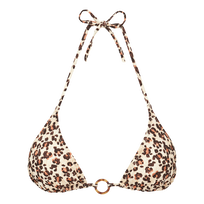 Women Triangle Bikini Top Turtles Leopard Straw front view