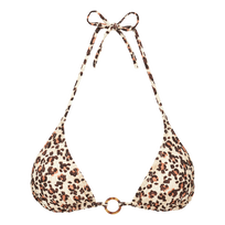 Top de bikini de triángulo con estampado Turtles Leopard para mujer Straw vista frontal