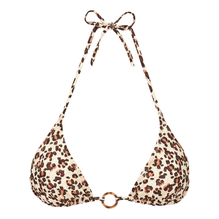 Women Triangle Bikini Top Turtles Leopard - Flox - Yellow - Size S - Vilebrequin