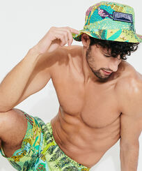 Others Printed - Unisex Linen Printed Bucket Hat Jungle Rousseau, Ginger front worn view