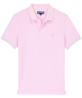 Polo de algodón de color liso para hombre Marshmallow vista frontal