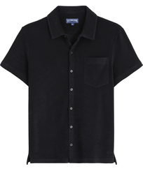 Unisex Terry Bowling Shirt Solid Black front view