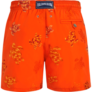 Men Swim Shorts Embroidered Tortue Multicolore - Limited Edition Apricot back view