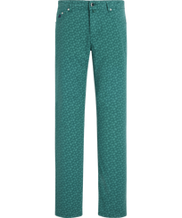 Micro Ronde des Tortues Hose aus leichter Gabardine mit 5 Taschen Emerald Vorderansicht