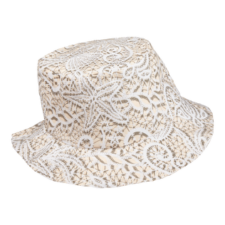 Women Bucket Hat Dentelles White front view