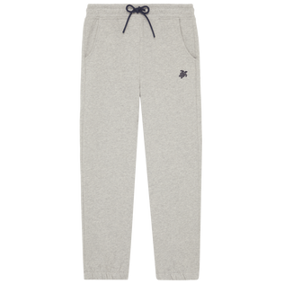 Joggers con tortuga bordada para niño Gris jaspeado vista frontal
