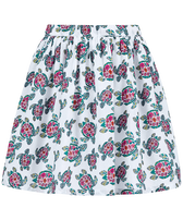 Falda con estampado Provencal Turtles para niña Blanco vista frontal