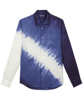 Men Linen Shirt Tie & Dye Earthenware front view