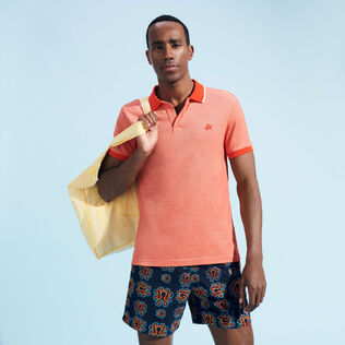 Men Cotton Changing Color Pique Polo Shirt Poppy red 细节视图2