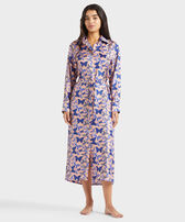 Robe longue chemise en soie Disco Butterfly femme Blush vue portée de face