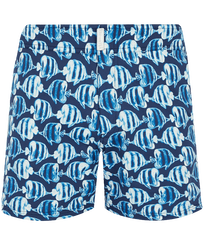 Homme CLASSIQUE STRETCH Imprimé - Maillot de bain court stretch homme ceinture plate Batik Fishes, Bleu marine vue de face