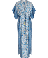 Caftano lungo donna Iris Lace - Vilebrequin x Poupette St Barth Azzurro vista frontale