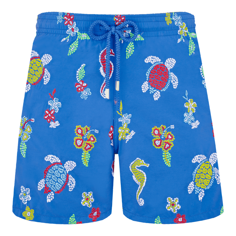 Men Swim Shorts Embroidered Mosaïque - Swimming Trunk - Mistral - Blue - Size M - Vilebrequin