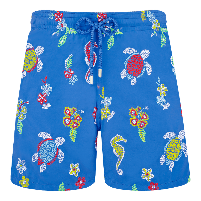 Men Swim Shorts Embroidered Mosaïque - Swimming Trunk - Mistral - Blue