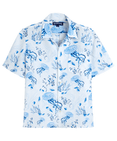 Chemise bowling en lin homme Medusa and Shells Blanc vue de face
