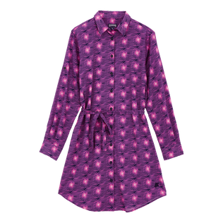 Women Cotton Shirt Dress Hypno Shell Navy front view
