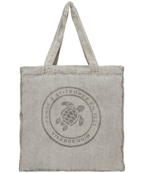 Tote bag en lin imprimé Tortue teinture minérale Eucalyptus vue de face