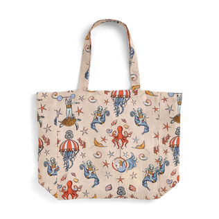 Linen Tote Bag Aqua Circus - Vilebrequin for St. Regis Pink champagne 后视图