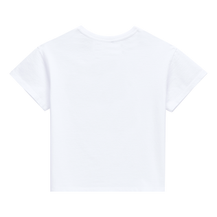 Girls Cotton T-shirt Ikat Turtle White back view