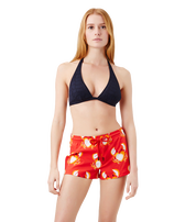 2020 年情人节图案女士游泳短裤 Medicis red 正面穿戴视图