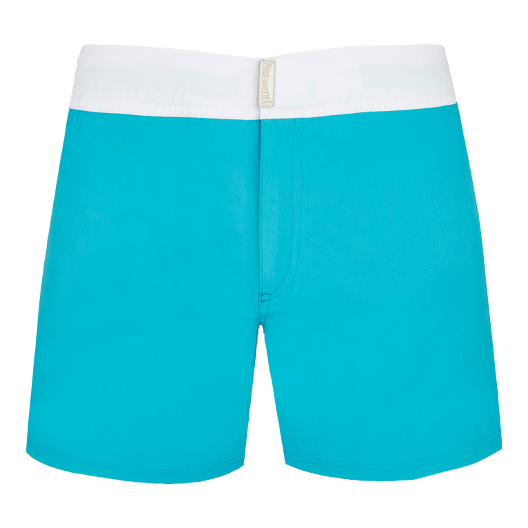 Maillot De Bain Court Stretch Ceinture Plate Homme Color Block - Merle - Bleu