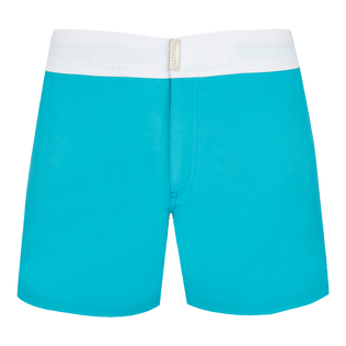 Color Block Stretch-Badeshorts mit flachem Bund für Herren Curacao Vorderansicht