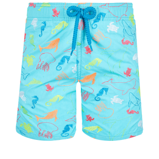 Costume da bagno bambino ricamato 1999 Focus - Edizione limitata Lazulii blue vista frontale