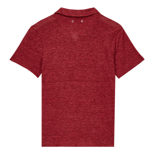 Polo en punto de lino de color liso para hombre Heather burgundy vista trasera