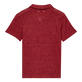 Polo en punto de lino de color liso para hombre Heather burgundy vista trasera