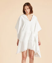 Terry Poncho White women front worn view