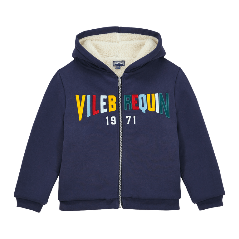 Sudadera Con Capucha, Cremallera Delantera Y Estampado Multicolor Vbq Para Niño - Sweatshirt - Gatty - Azul