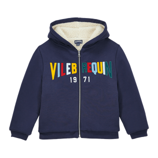 Boys Hooded Front Zip Sweatshirt Multicolor Vilebrequin Navy front view
