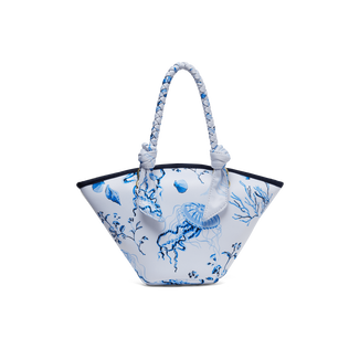Women Neoprene Beach bag Medusa and Shells White back view