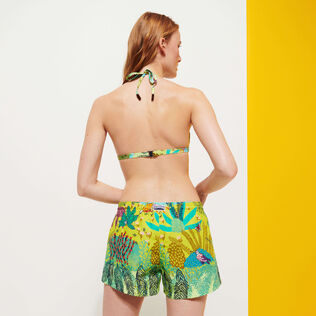 Pantalón corto de baño con estampado Jungle Rousseau para mujer Jengibre vista trasera desgastada