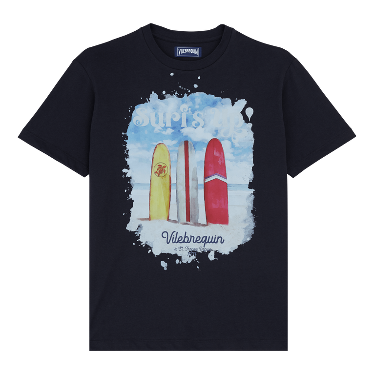 Vilebrequin Men Cotton T-shirt Surf's Up - Portisol - Blue - Size XXL