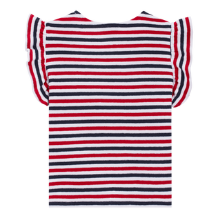 Camiseta sin mangas en tejido terry a rayas para niña Blanco marino / rojo vista trasera