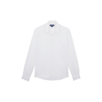 Men Linen and Cotton Shirt Solid White front view
