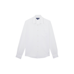 男士纯色棉麻衬衫 White 正面图