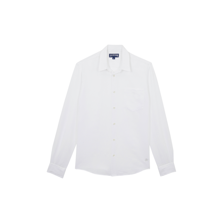 Vilebrequin Men Linen And Cotton Shirt Solid - Caroubis - White - Size L