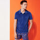Men Terry Polo Solid Purple blue front worn view