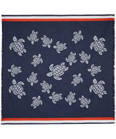 Fouta de plage XL Ronde des Tortues Bleu marine vue de face