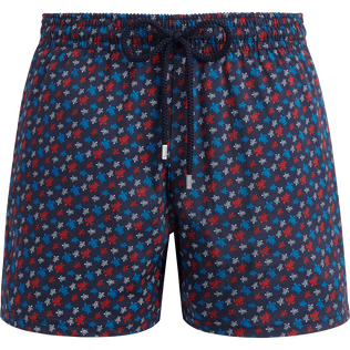 Men Stretch Swim Trunks Micro Ronde Des Tortues Rainbow Navy front view