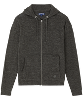 Solid Unisex-Kapuzen-Sweatshirt mit durchgängigem Reißverschluss aus Leinen Heather anthracite Vorderansicht
