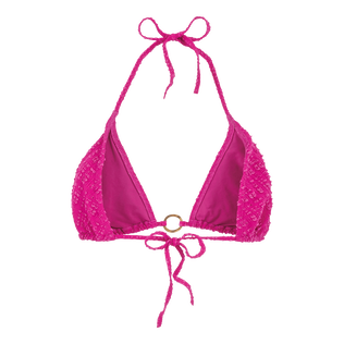Women Triangle Bikini Top Plumetis Crimson purple back view