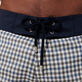 Maillot de bain homme en laine mérinos Carreaux - Vilebrequin x The Woolmark Company Gris/bleu vue de détail 1
